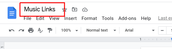 Google Documents Title