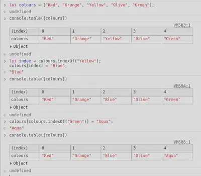 Update Array Element Searching By Value With IndexOf Method